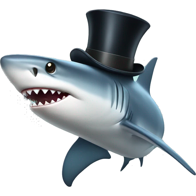 Shark with a top hat emoji