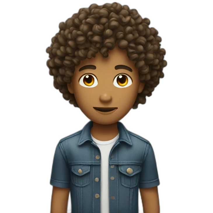 Cool boy with curly hair emoji