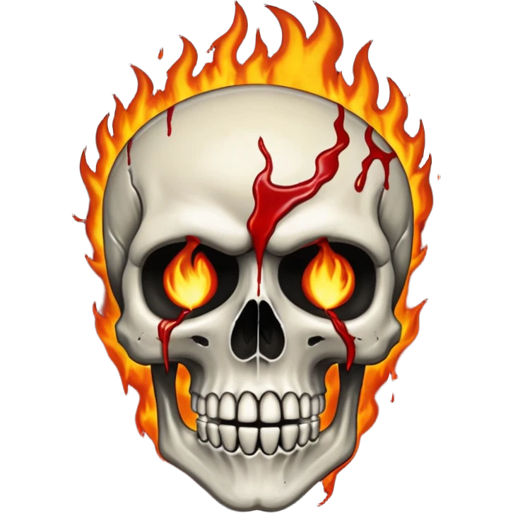 Soul Fire, in the style of gritty realism and your bleeding skull art emoji