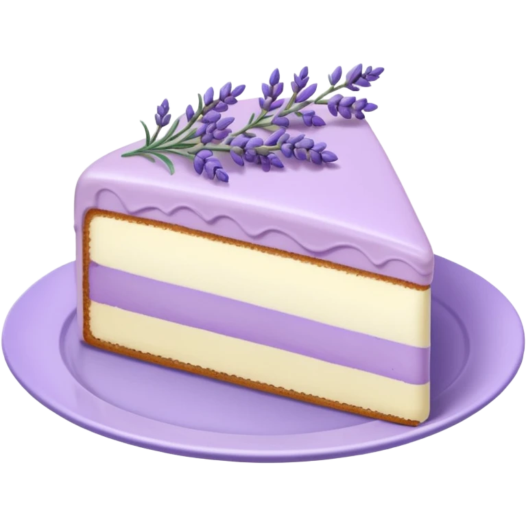 a cut out piece of an Aesthetic gorgeous beautiful pretty inspo Lavender cake with lavender flowers on a pastel plate  emoji