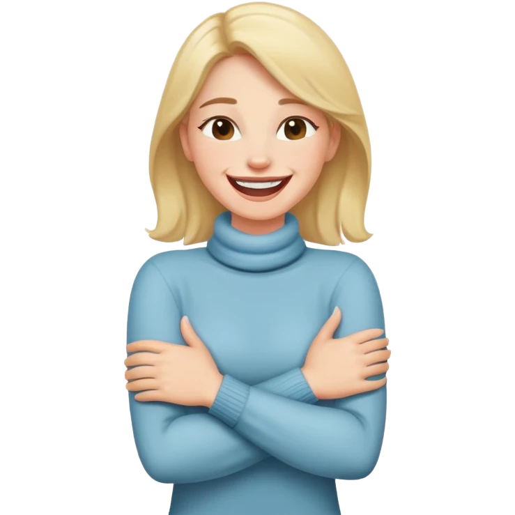 arms crossed holding neck laughing lady emoji
