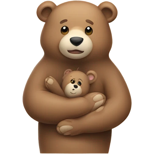 Bear hugging a human emoji