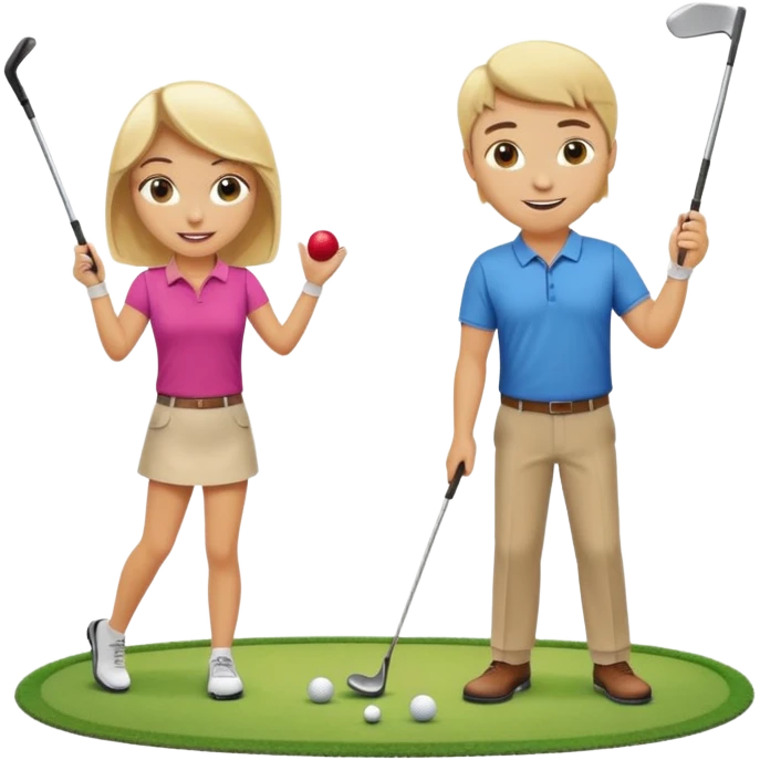 blonder girl brunette guy playing golf emoji