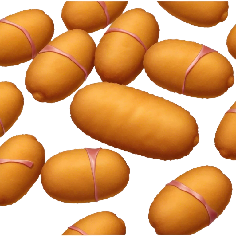 Cinematic Realistic Croquetas Dish Emoji, showcasing crispy, creamy croquettes filled with ham or chicken rendered with lifelike textures and appetizing, dynamic lighting. emoji