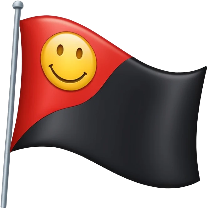 A wawy black and red rectangle with medium sized yellow circle in the middle flag emoji