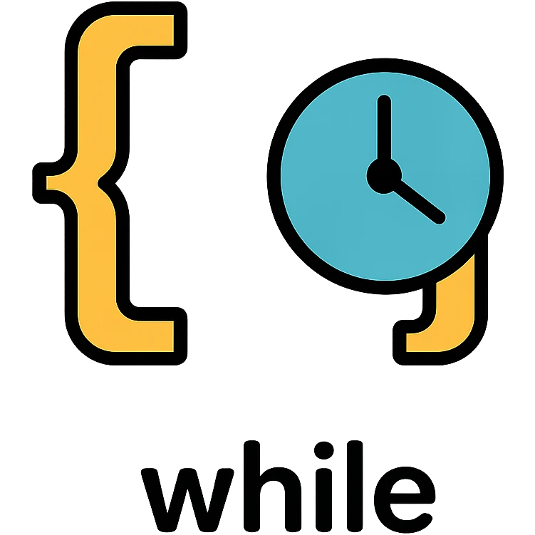 icon for 'while' with a clock or time element emoji