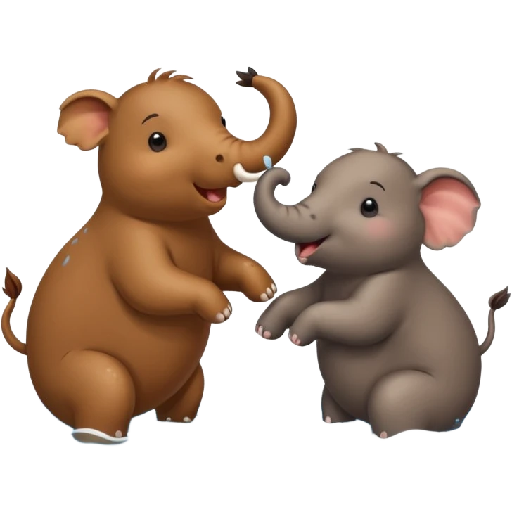 capybara and an elephant play happily with each other on water emoji