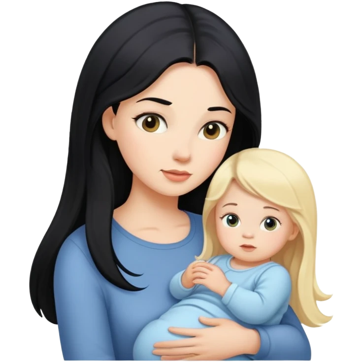 Black long hair mom and blonde baby girl  emoji