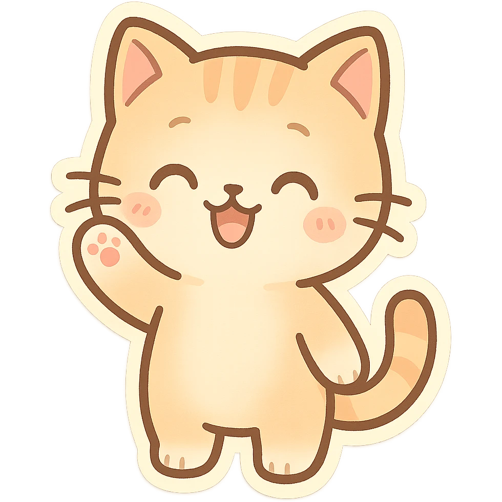 happy cat waving emoji