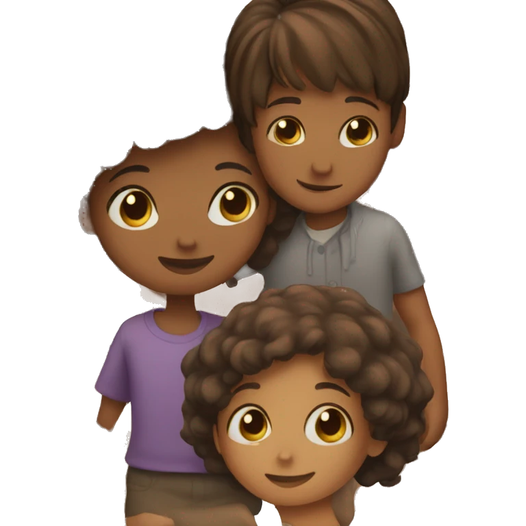 brown girl and boy hugging  emoji