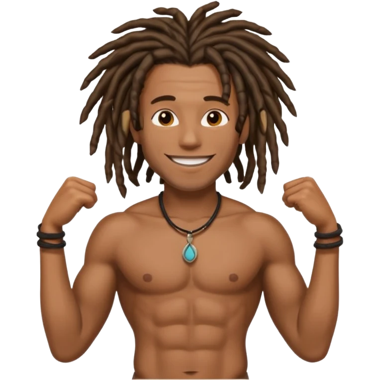 black man with dreads shirtless with abs emoji