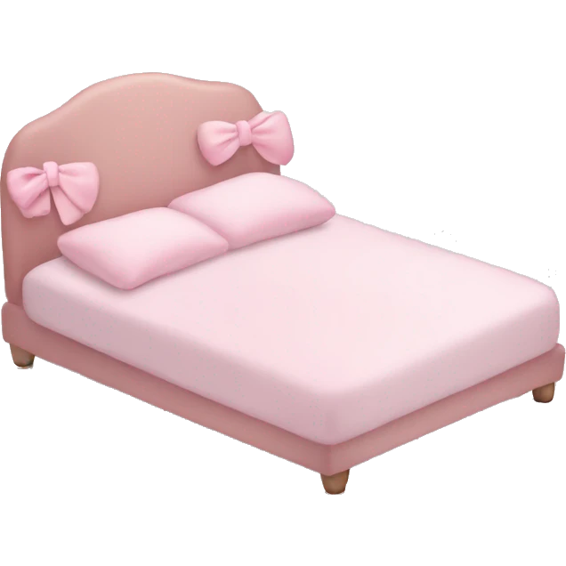 Soft pink bed with white bow emoji
