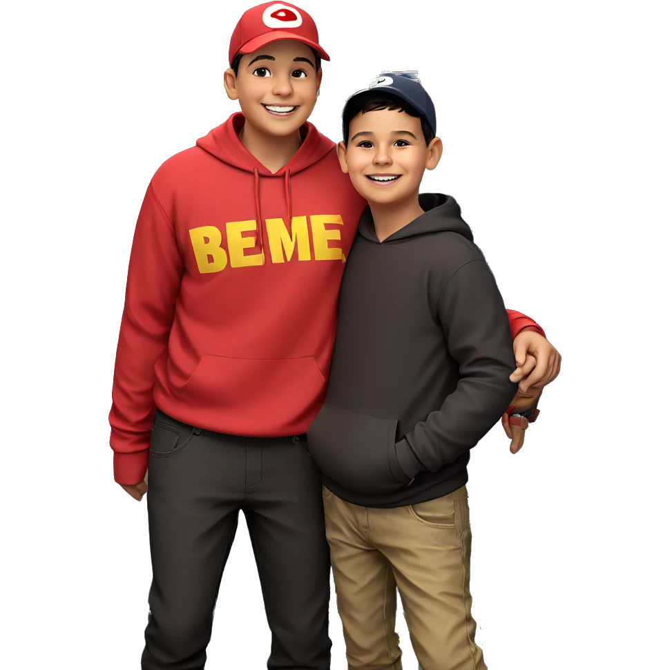 boys with hats smiling emoji