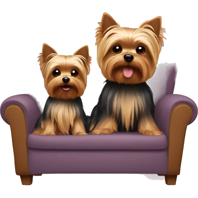 yorkie with baby sitting in sofa  emoji