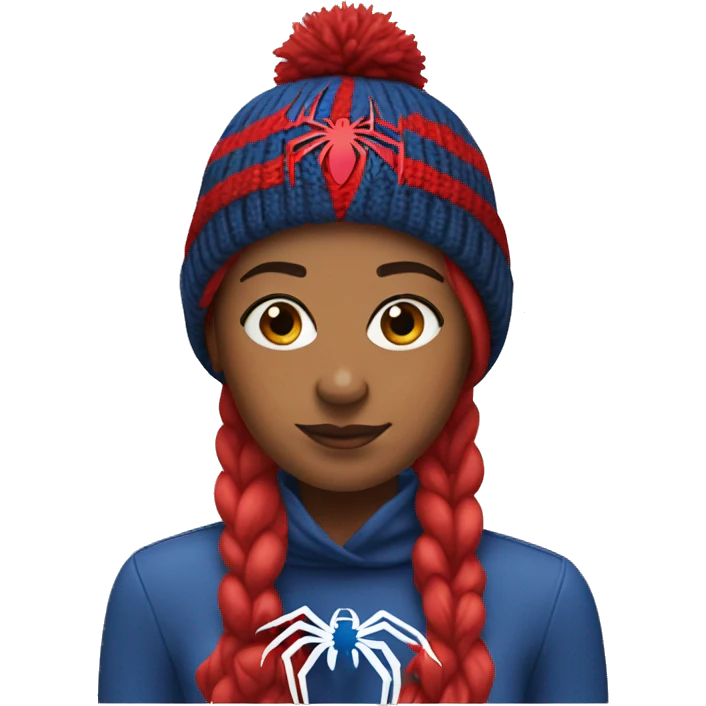 woman with a spiderman beanie emoji