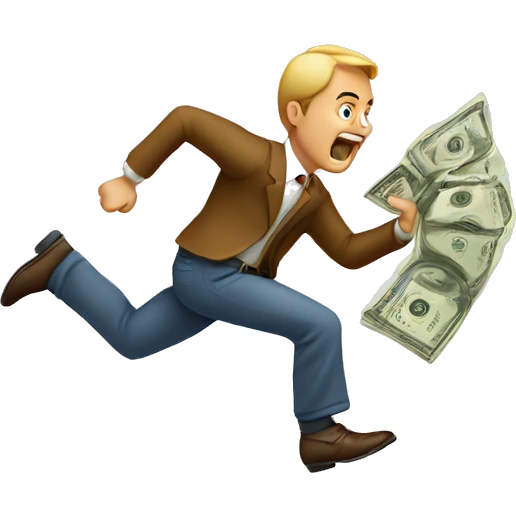 man chasing money emoji