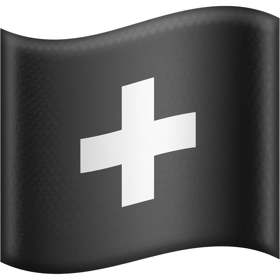 A black flag with a white cross emoji