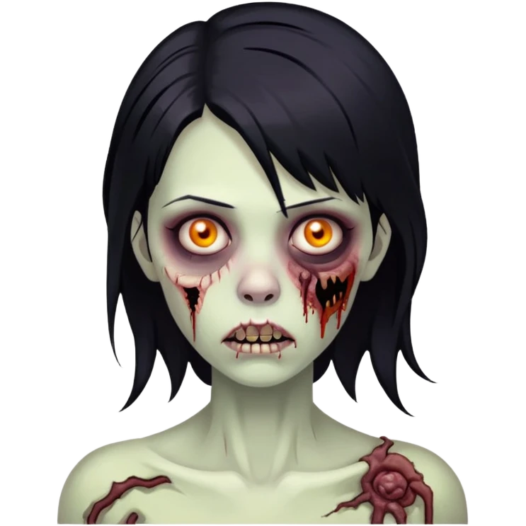 woman medium black hair zombie emoji