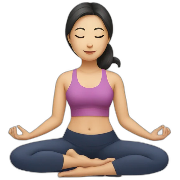 Asian woman doing yoga emoji
