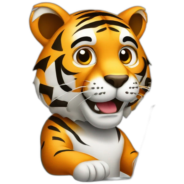 A tiger who study on a laptop emoji
