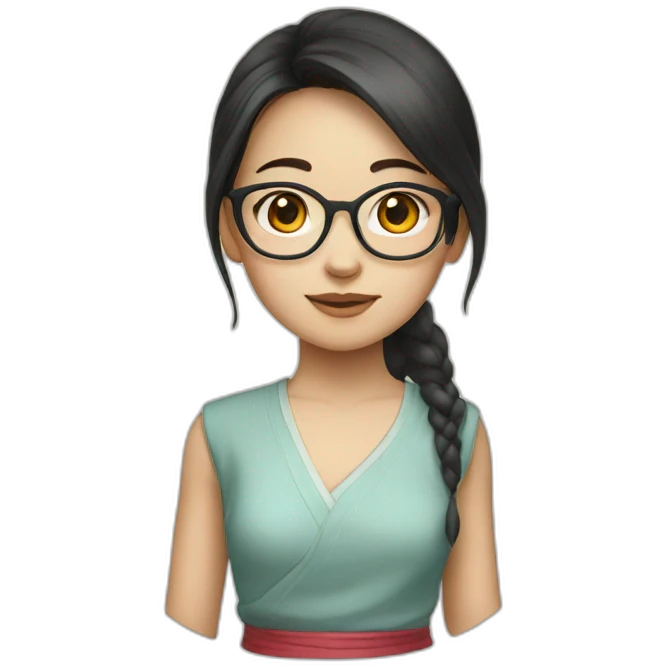 Girl, glasses, Vietnamese clothing emoji
