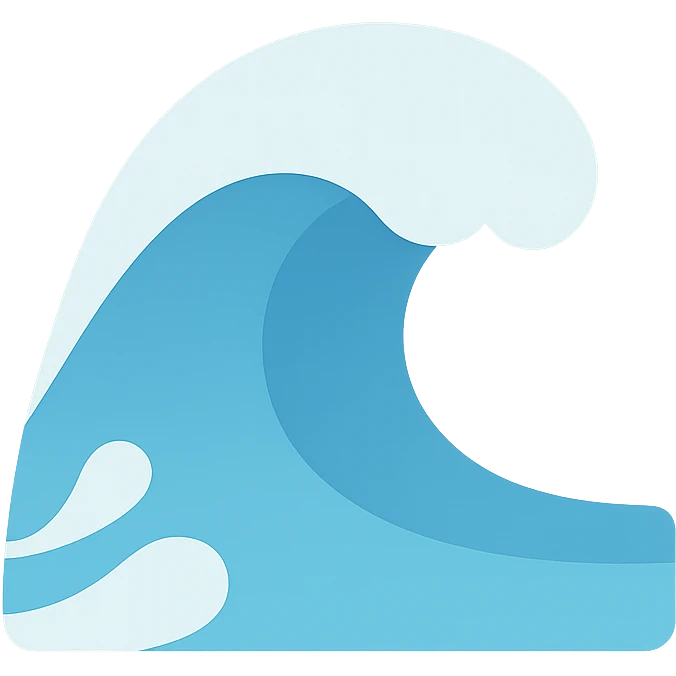 ocean wave cresting with white foam, color filled icon, modern and minimal look emoji