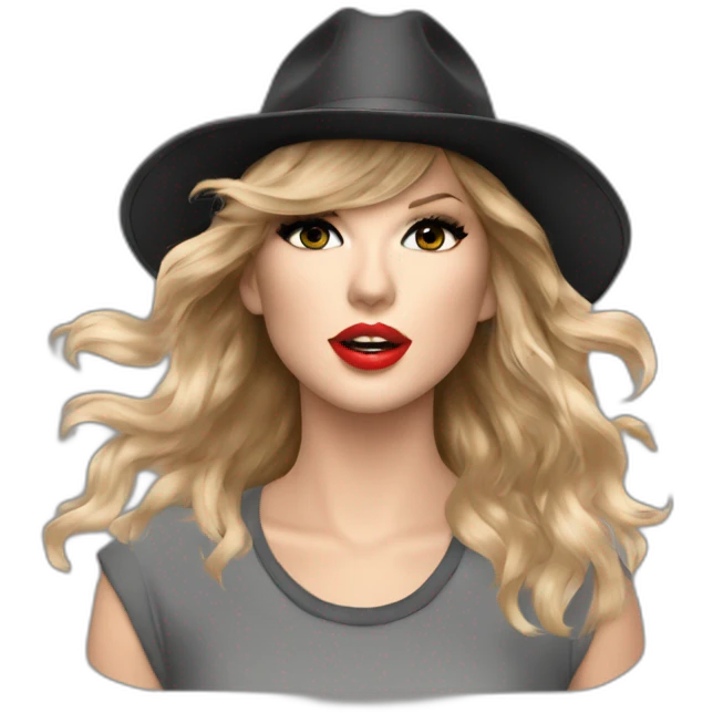 Taylor swift singing 22 with her 22 hat and shirt and smokey eyes emoji