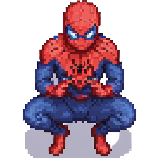 spider man crouching, pixel art style emoji