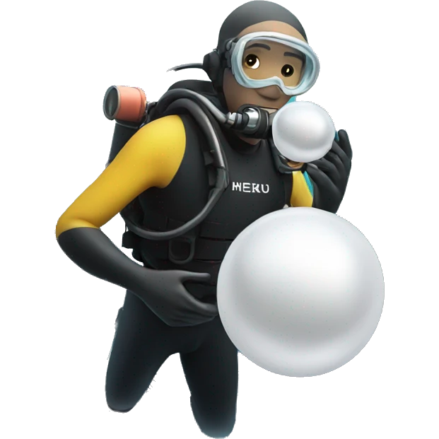 Scuba diver holding a white pearl emoji