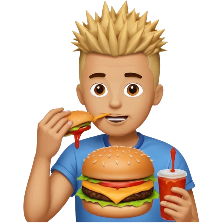 fast-food lover man  with spiky hair mohawk  emoji