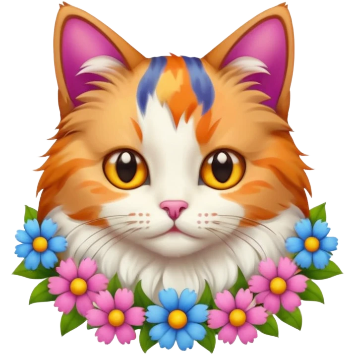 кіт з квітами emoji