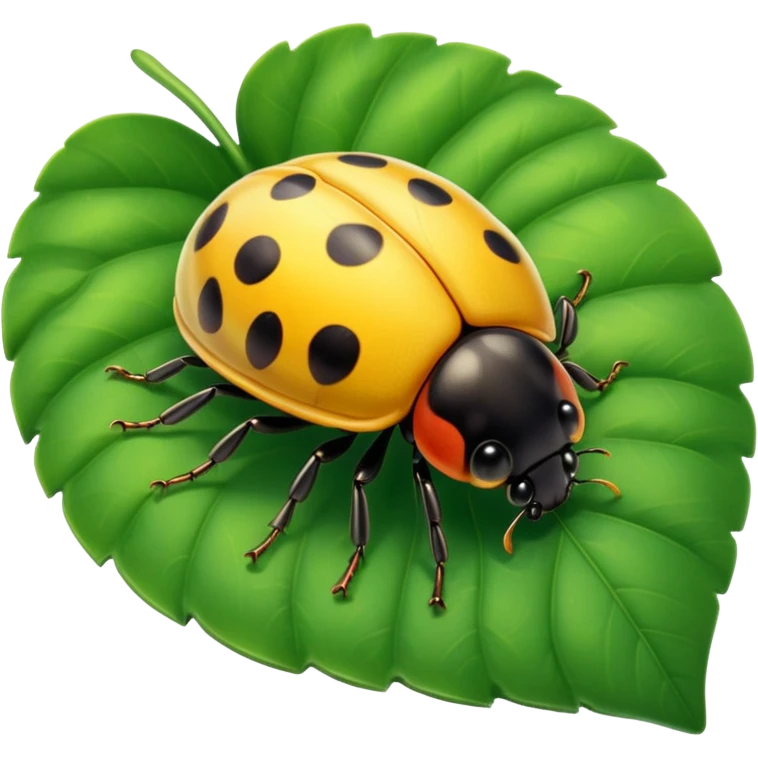  cute yellow lady bug on leaf emoji