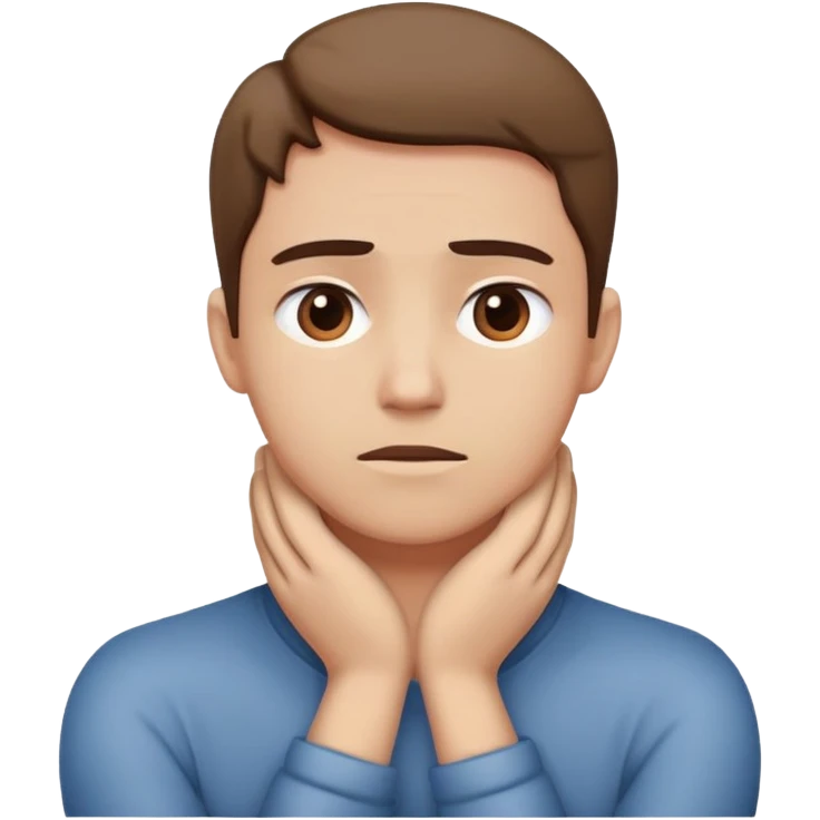 crossed hands holding neck with worried face emoji