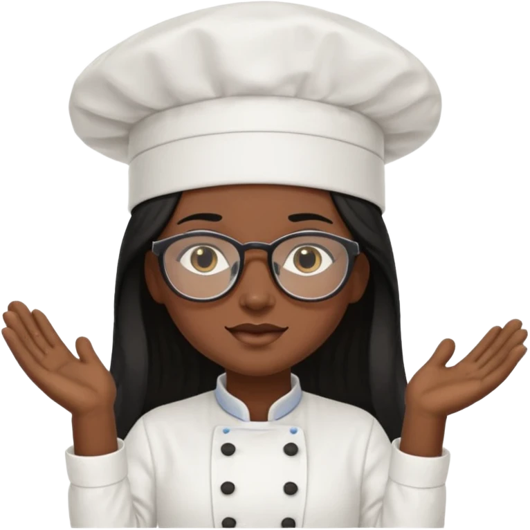 Profesora de pastelería morena con gafas y pelo negro largo emoji