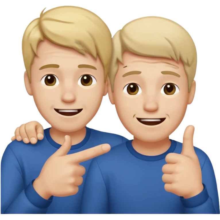 2 homme, l'un est triste et l'autre le pointe du doigt en rigolant emoji