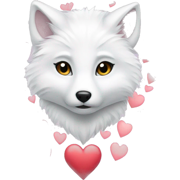 arctic fox with hearts inlove emoji
