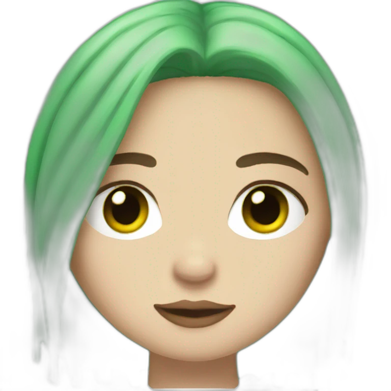Billie Eilish with her green hair emoji