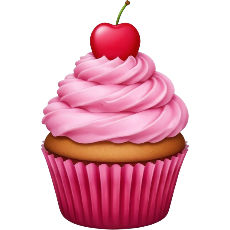 cupcake with pink icing and cherry on top emoji