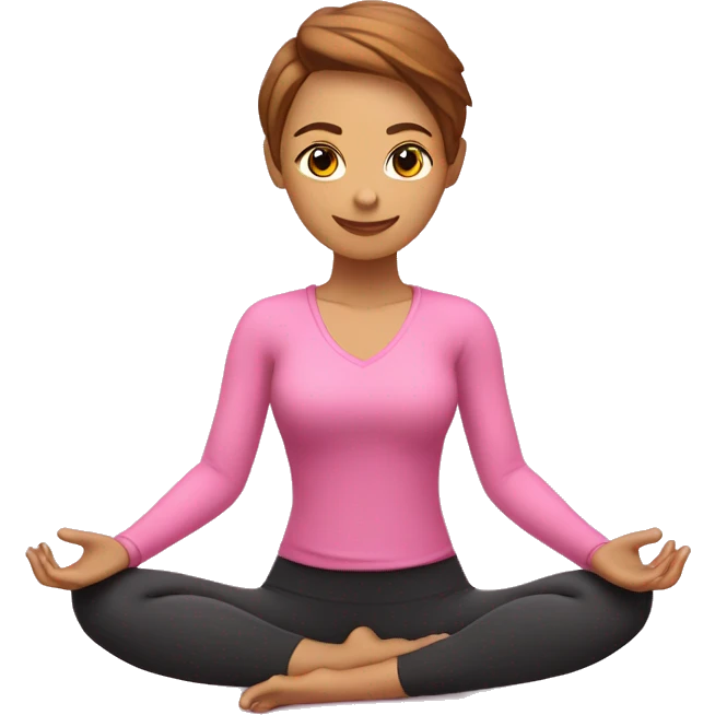 chica haciendo yoga con traje rosa claro de tez clara emoji