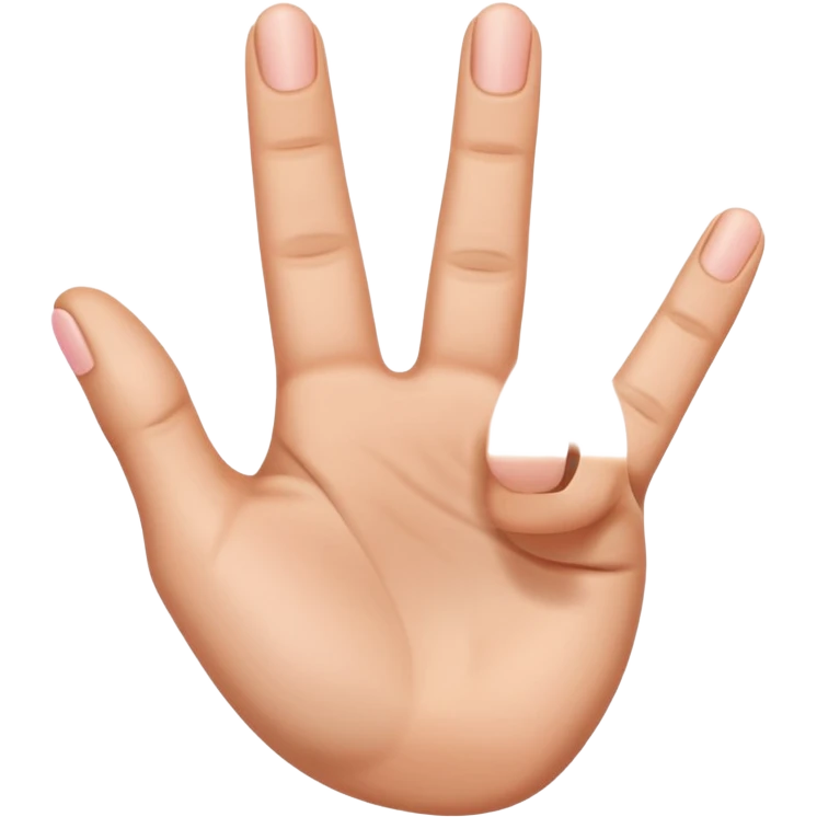 one hand emoji with 3 fingers in the middle up, and the thumb and little finger down, showing that 3 fingers are up emoji