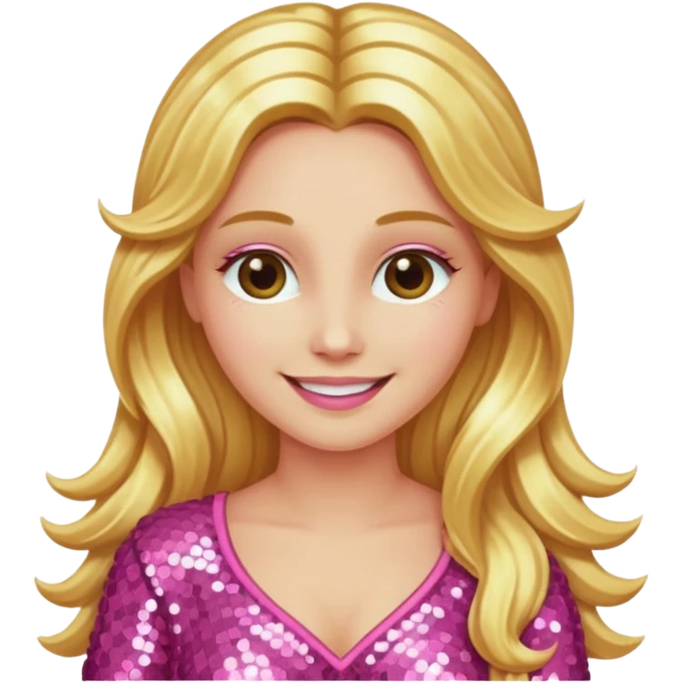 Venus, Goddess of Love from Gods and Goddesses with long golden blonde hair, pink sequin outfit emoji
