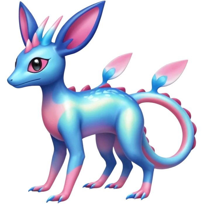 Colorful Shiny Exotic Amaura-Salandit-Aurorus-Sylveon-Fakémon-hybrid-creature (full body)  emoji