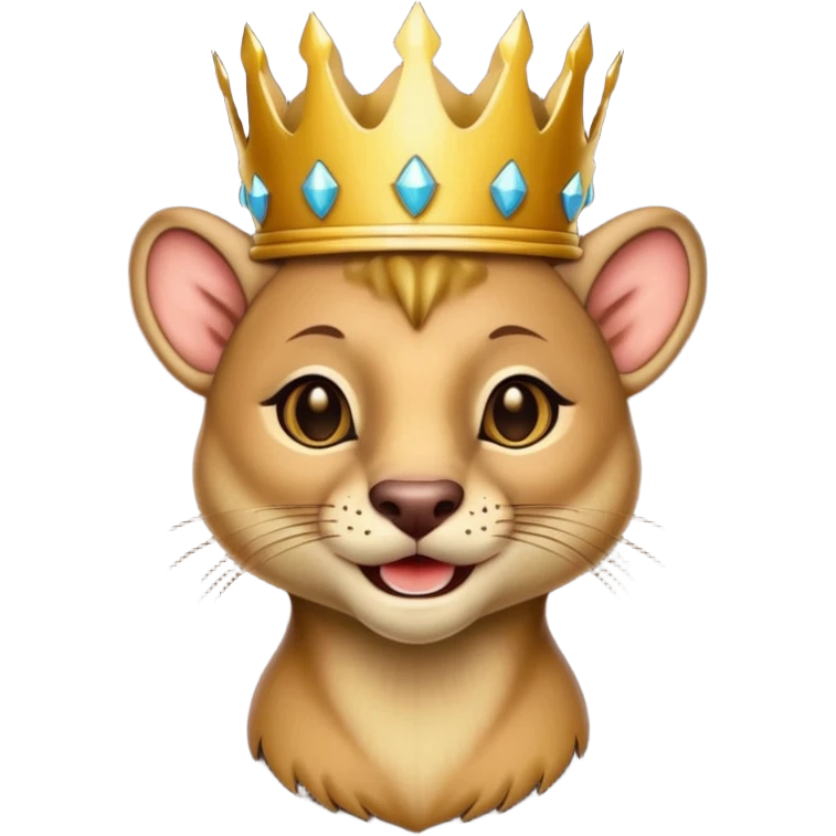 Fossa animal wearing a crown looks arrogantly smiley emoji
