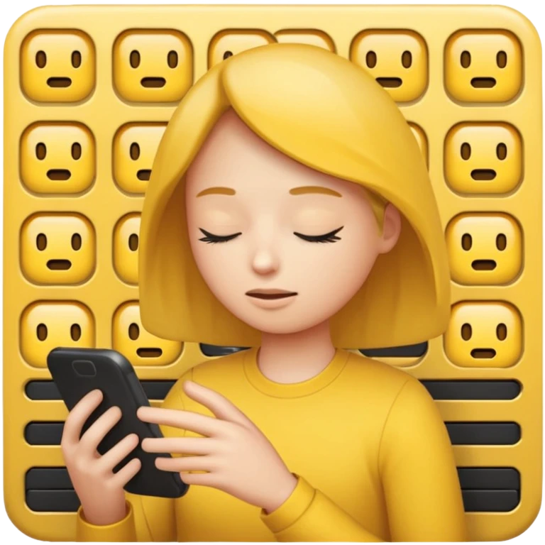 Yellow emoji circle face with phone keypad typing busy signal emoji
