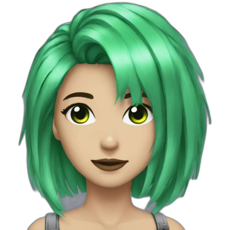 egirl twitch black green hair emoji