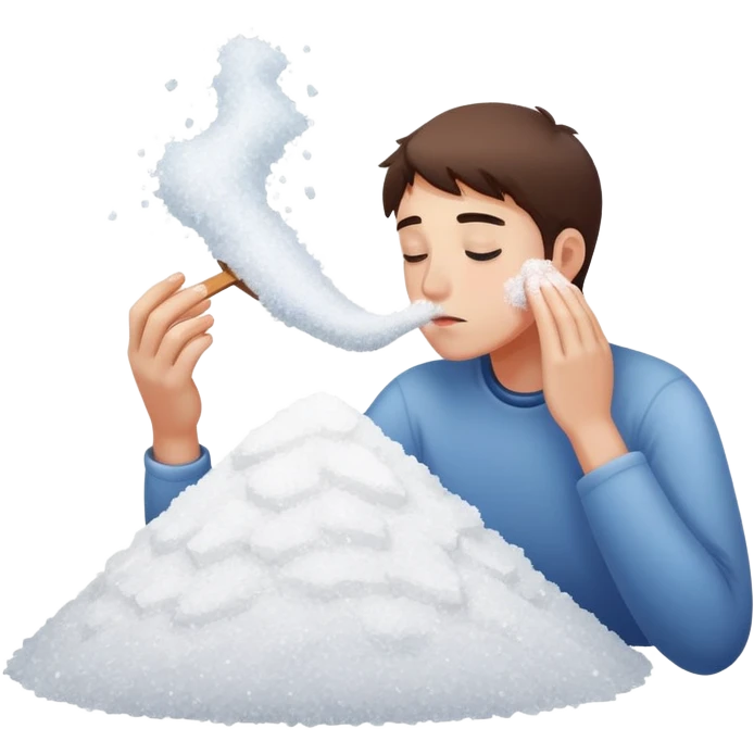 person sniffing a pile of salt emoji