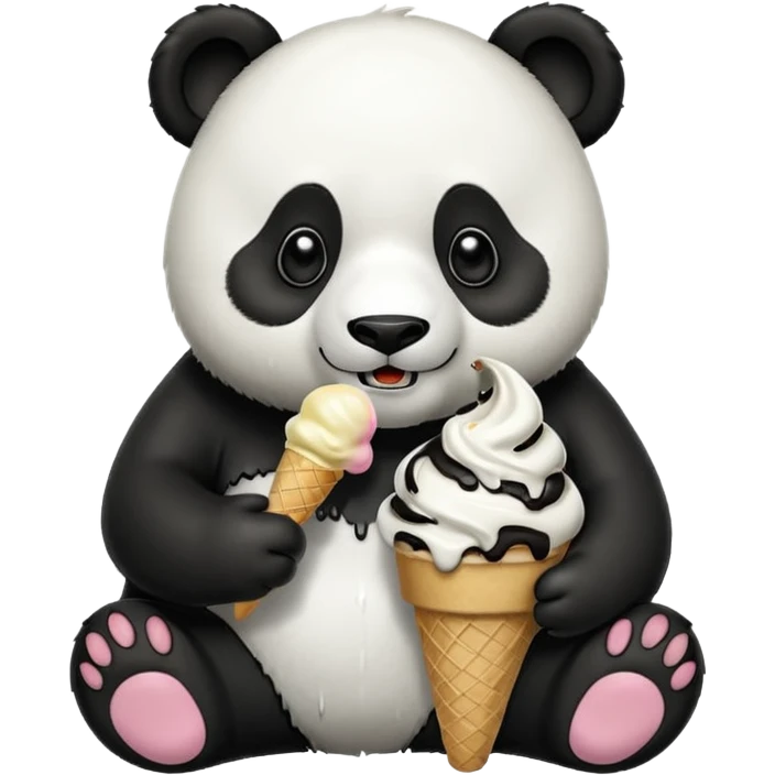 Panda eating ice cream emoji