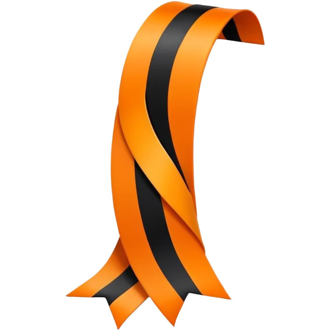 5 vertical back and orange stripes on a curved ribbon  emoji