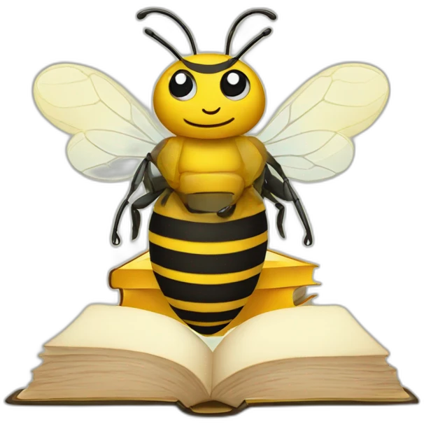a bee with a book emoji