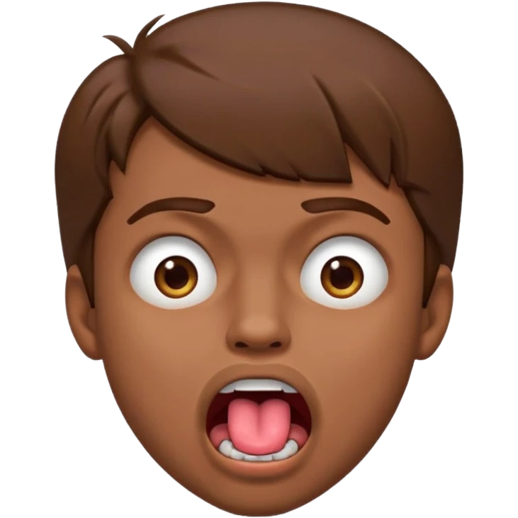 Submissive in pain male brown hair with mouth open and tongue out emoji